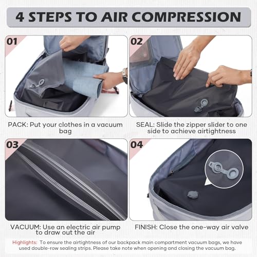 Vacuum Travel Backpack with Pump for Women Men, Carry on Air Backpack for Flight Approved, Personal Item Luggage Backpacks Bulto de Viaje Tiktok Backpacks3