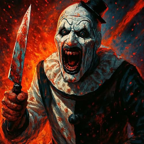 MIRCVSH Halloween Diamond Art Kits for Adults Beginner Horror Clown Diamond Painting Kits for Adult DIY 5D Full Round Drill Gem Art Painting Kit for Holiday Gifts 14X14 Inch.