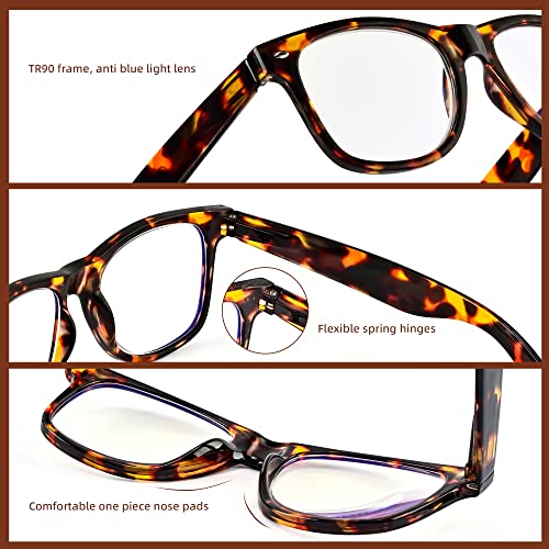 Abejojo Oversized Reading Glasses For Women Men, Blue Light Blocking Computer Readers Spring Hinge(Tortoise,+1.50 Magnification)Medium #TOP1
