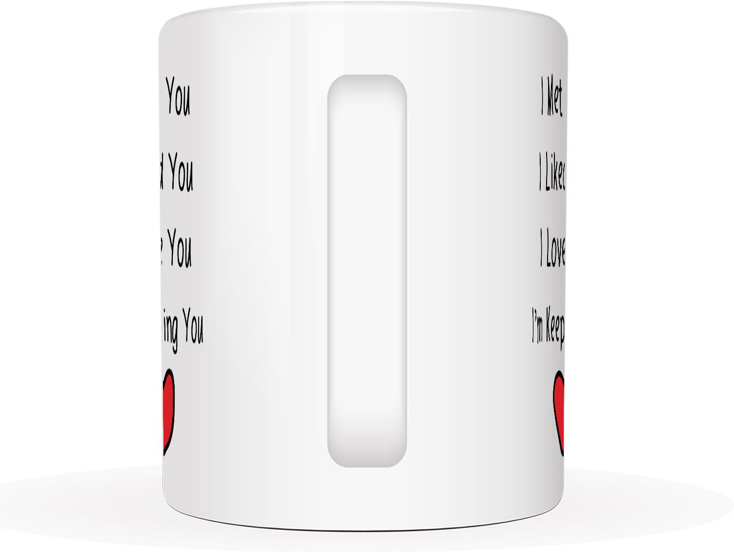 Valentine's Day I Met You I Liked You I Loved You I'm Keeping You Coffee Mug, Christmas Gifts for Him, Her, Boyfriend,Girlfriend, Husband, Wife Cup, White 11 Oz - Image 3