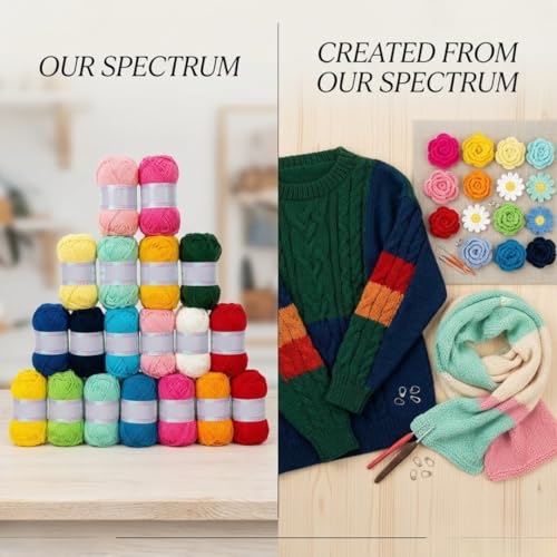 Image of 12 Multicolor Soft Wool Yarn Balls for Knitting, Crochet & DIY Craft | Acrylic Knitting Thread for Hand Embroidery, Weaving, Sewing & Art Projects | Bright Assorted Colors (Multicolor 22)
