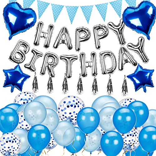 URBZUE Globos Decoracion Niños Cumpleaños, Cumpleaños Decoraciones, Decoraciones de Globos para Cumpleaños, Bodas, Decoraciones para Fiestas, Pancarta Feliz Cumpleaños, Globos de Papel de Aluminio Cover