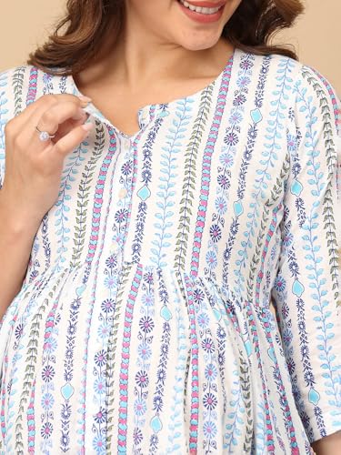 Image of The Mom Store Maternity and Nursing Sleeveless Dress for Women | Casual Dress | Pre and Post Pregnancy Wear | Printed Stylish Dress for New Mom | Trendy Dresses for Women's