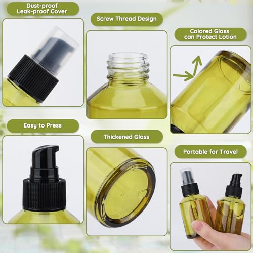 Segbeauty 18pcs 2oz Glass Travel Lotion Container Refillable, Small Travel Containers for Creams, 60ml Mini Empty Lotion Bottles with Pump Dispenser, Cosmetic Skincare Containers Sample Cream Bottle2