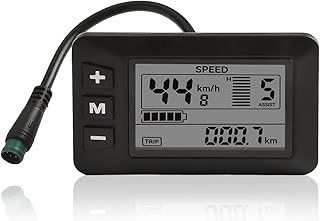 Pantalla LCD para bicicleta eléctrica, pantalla LCD de 24 V/36 V/48 V CC para manillar de bicicleta eléctrica, longitud de cable de 25 cm con un conector impermeable de 5 pines (pantalla a color)