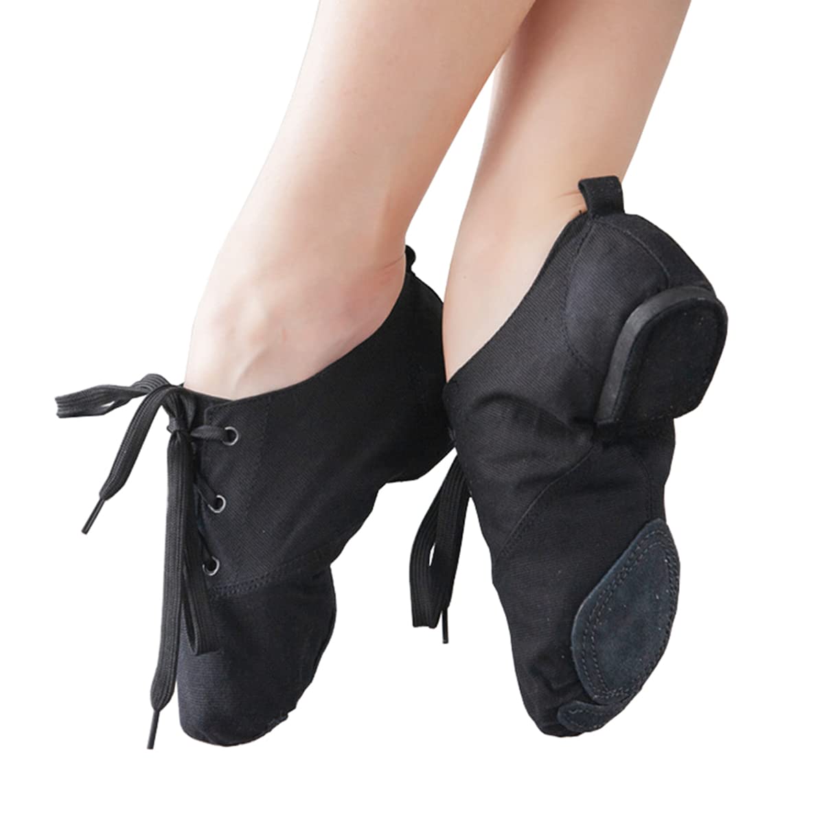 Chaussure de Ballet Toile, Chaussures de Jazz Femme à Lacets Baskets de Danse Fille Semelles Divisées Moderne Dance Chaussures