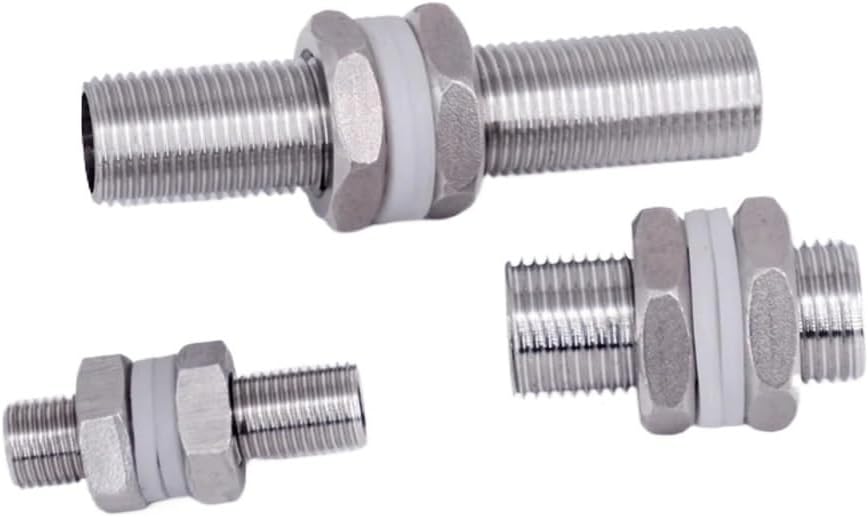 KNvss 1/4" 3/8" 1/2" 3/4" 1" -2" BSP 30 40 50 60 80 100 120 150mm Stainless Full Thread Bulkhead Lock Pipe Fitting Water Tank Aquarium (Color : Length x BSPP Male, Size : 100MM_2")