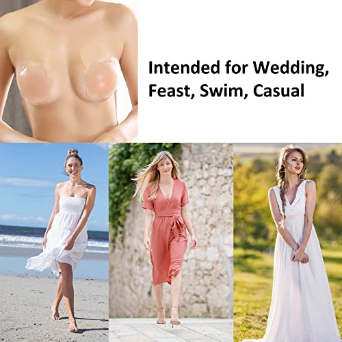 Nipple Covers Lift, Strapless Sticky Push Up Reusable Silicone Tape Bra, Invisible Adhesive Bras For Women & Girls Pink #TOP1