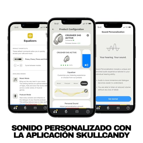 Miniatura 6 de Skullcandy Crusher 540 Active Wireless Bluetooth Headphones With Multi-Sensory Bass, Noise Isolating Over-Ear Fit, Sweat And Water Resistant, 40 Hours Battery, Microphone For Iphone Android - Coal