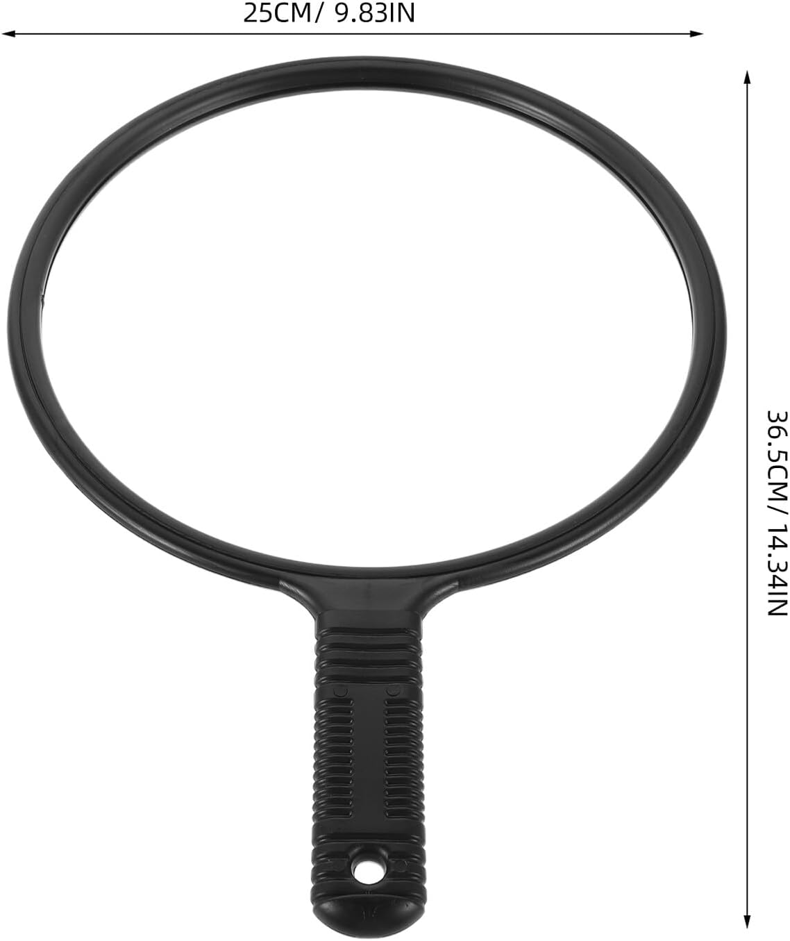 POPETPOP Handheld Vanity Mirror with Handle Large Round Hairdressing Mirror for Salon and Personal Use for Travel and Barber Styling Black