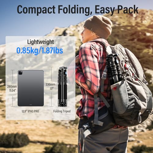 Sirui Compact Traveler 5C Tripod 54.3 inches Lightweight Carbon Fiber Travel Tripod Portable Camera Tripod with 360° Panorama Ball Head and Arca Swiss Quick Release Plate Load Capacity Up to 4kgs by Sirui - Image 6