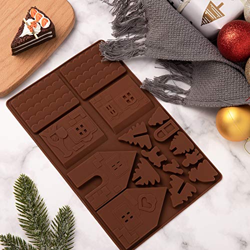 Whaline Christams Gingerbread House Baking Tray, Silicone Molds For Desserts, Chocolate, Candy,Cookies (2 Pieces) #TOP5