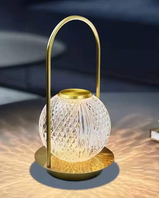 Image of Lexton Crystal Diamond Shape Table Lamp with Touch Control LED Light | Adjustable Brightness, USB Charging, Portable, Night Desk Lamp for Bedroom, Living Room, Study, Decoration,GIF | (Pack of 1)