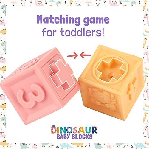 Baby Soft Blocks, Stacking Building Blocks, Teething & Squeezing Dinosaur Toys For Babies, Montessori Blocks With Numbers Animals Fruits, Soft Baby Toy For Baby Infants Toddlers Age 6 To 12 Months Up. #TOP2