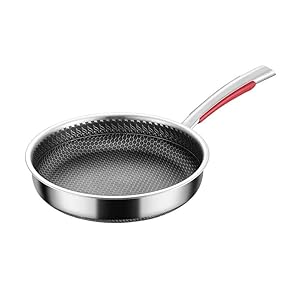 5-Ply 316Ti Stainless Steel Frying Pan (12-Inch), Hybrid Non-Stick with Cooling Handles, Induction Oven Broiler Safe 600F Pots and Pans, PFOA-Free, For All Cookware