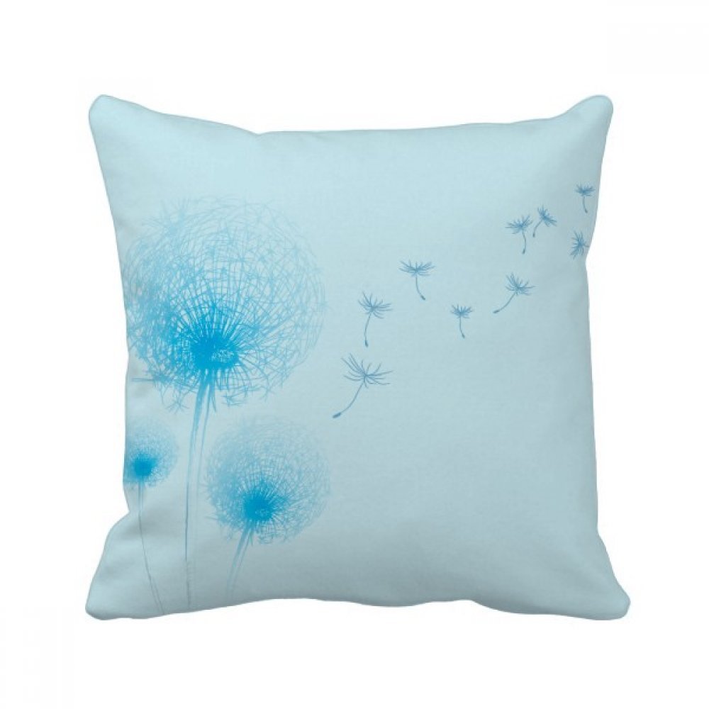 Cadeau maison taie pissenlit carré fleur bleue