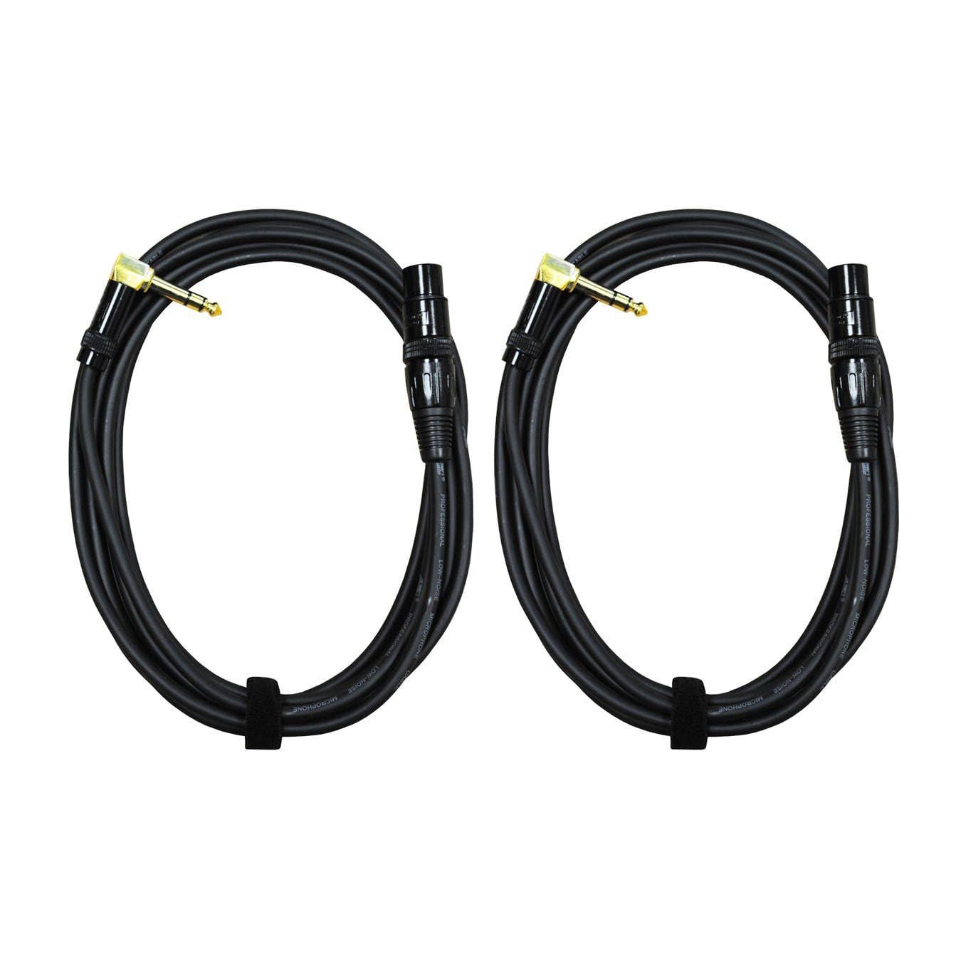 Audio2000'S E20112P2 Two-Pack 12-Feet XLR Female to Gold-Plated 1/4-Inch TRS Right-Angle Recording/Stage/Patch/Audio Cables (Total Two 12-Feet Cables)
