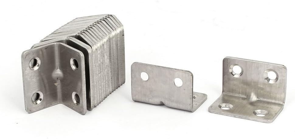 25mmx25mmx37mm Stainless Shelf Brackets & Supports Steel Right Angle Brackets Holders Silver Brackets Tone 30pcs