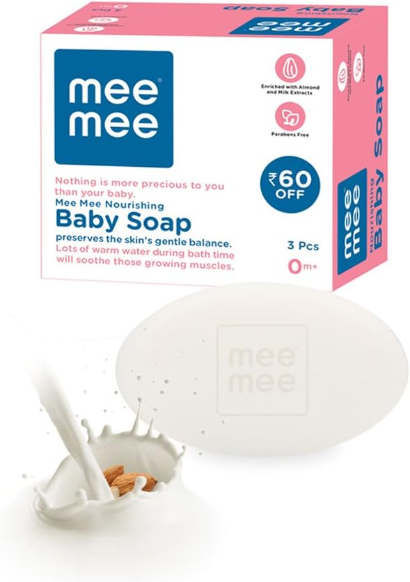Gentle Baby Soap 75g (Pack of 3) | Gentle Bathing Bar Infused with Chamomile Olive, Almond Oil, and Milk Extracts | Dermatologist Tested for Soft Baby Skin | Tear-Free Formula | Paraben Free