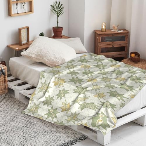 Couverture étoilée traditionnelle en maille exclusive vert automne