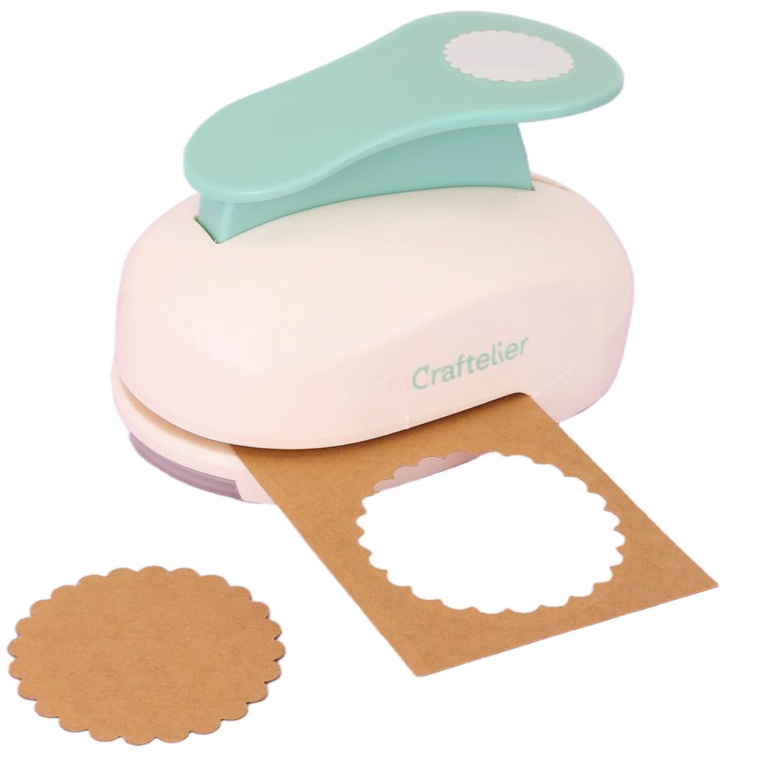 Craftelier - 3” (7.62 cm) Diameter Scalloped Circle Punch with Lever Press | Suitable for Paper and Cardstock | Ideal for Craft and Scrapbooking Projects | Size Approx. 16.5 x 10.5 x 11 cm