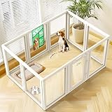 FXW AuraSpace Acrylic Indoor Dog Playpen for Medium Dogs, 35 Inch, 10 Panels, White