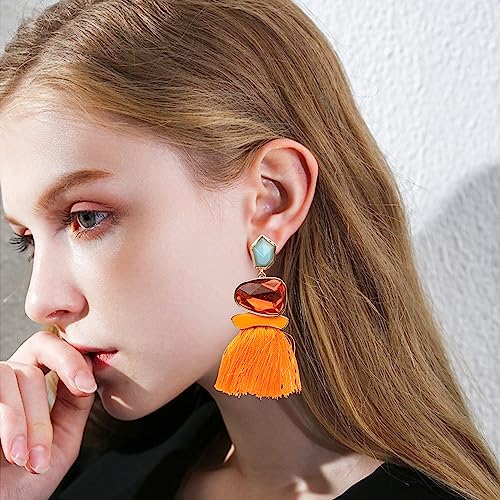 Vintage Drop Dangle Earrings Boho Statement National Style Tassel Fringe Rhinestone Crystal Long Earrings for Women3