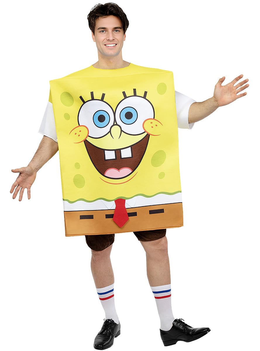Funidelia | Disfraz de Bob Esponja para Hombre y Mujer Dibujos Animados, Películas & Series - Disfraz para Adultos y Divertidos Accesorios para Fiestas, Carnaval y Halloween - Talla única - Amarillo