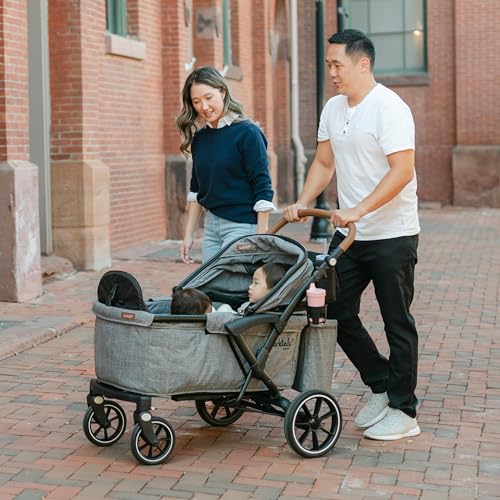 Image of Larktale Adjustable Stroller, 2 Seater Kids Wagon, 120 Pound Capacity, Sprout V2, Nightcliff Stone