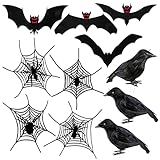 【Terror Halloween Fiesta Props】Accesorios de araña de murciélago de cuervo de Halloween muy adecuados para decoraciones de Halloween de miedo, fiestas de Halloween, disfraces de Halloween, accesorios de casa embrujada, decoraciones de árbol de jardín de Halloween, decoraciones de techo colgantes de Halloween, decoraciones de pared de puerta de Halloween, decoraciones de casa de Halloween, ventana de barra de Halloween decoraciones de exhibición, suministros de Día de los Inocentes.