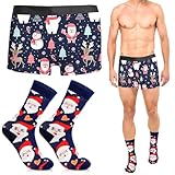 Xionghonglong Weihnachten Boxershorts Herren Lustige Unterhosen Männer Weihnachtsunterhose Männer Geschenke Boxer Mit Weihnachtsstrümpfen - L
