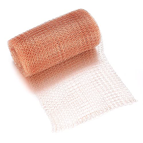 12,7 cm x 6 m Malla de Cobre Tejida, Malla de Alambre Fino Rollo, Red de Cobre para Control de Caracoles Roedores Pájaros Plagas Ratón Jardín