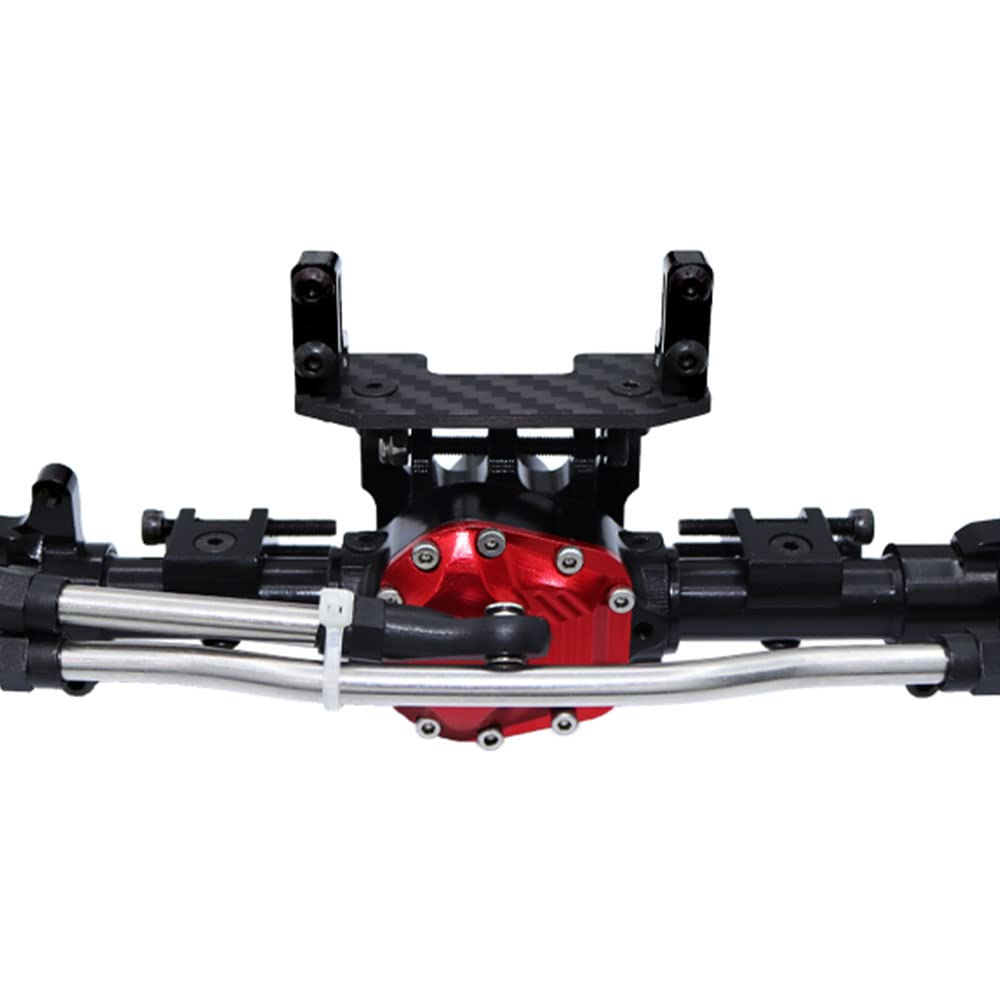 Carbon Fiber Metal Servo Mount Stand with Steering Link for 1/10 RC Crawler Car Axial SCX10 II 90046 AR44 Axle Upgrade Parts (Black)