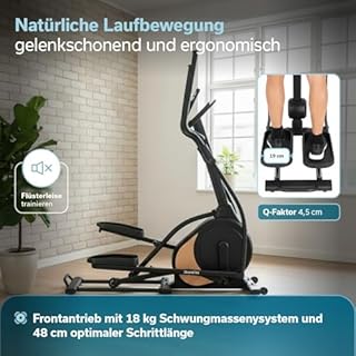 Skandika Vélo elliptique Carbon P18 | Vélo elliptique d'appartement, 32 Niveaux de résistance, 13 programmes, écran LCD, Compatible avec Kinomap, Max 135KG, vélo de Fitness