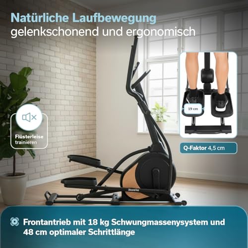 Skandika Crosstrainer Carbon P18 | Ellipsentrainer für Zuhause, 32 Widerstandsstufen, 13 Programme, LCD Display, App kompatibel, bis 135 kg | Heimtrainer, Hometrainer, Fitness, Ausdauertraining
