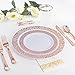 WDF150PCS Rose Gold Plastic Plates with Plastic Silverware