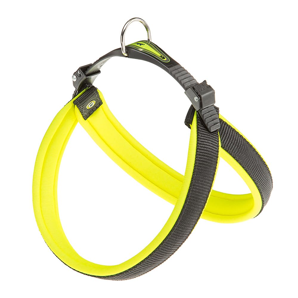 Ferplast Harness for Medium-Sized Dogs AGILA FLUO 4 Dog Harness with Soft Padding, Quick Release and Attachment System, Chest Size 44-52 cm. Yellow