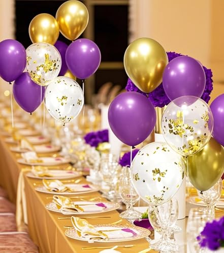 Image of Graduation Party Decorations Purple Gold /Purple Gold Graduation 2026 /Purple Gold Balloons /Eid Mubarak Party Balloon /Birthday Party Decorations Women NYU /LSU Balloons 45 pcs (Pack of 3)