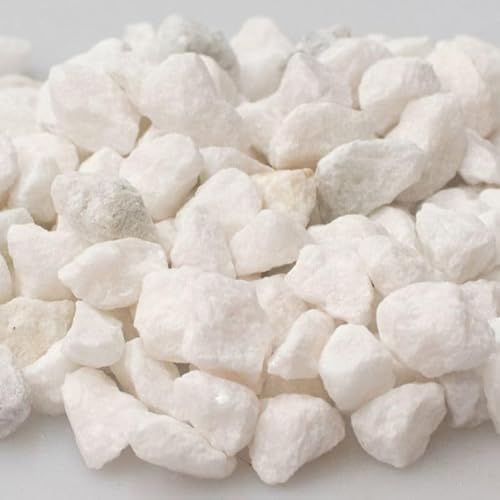 Weißer Kies, Beutel mit 2 kg, Dekosteine für den Innenbereich, Kieselsteine für Blumentöpfe, Gartenkies (8-12 mm) (Reinweiß)