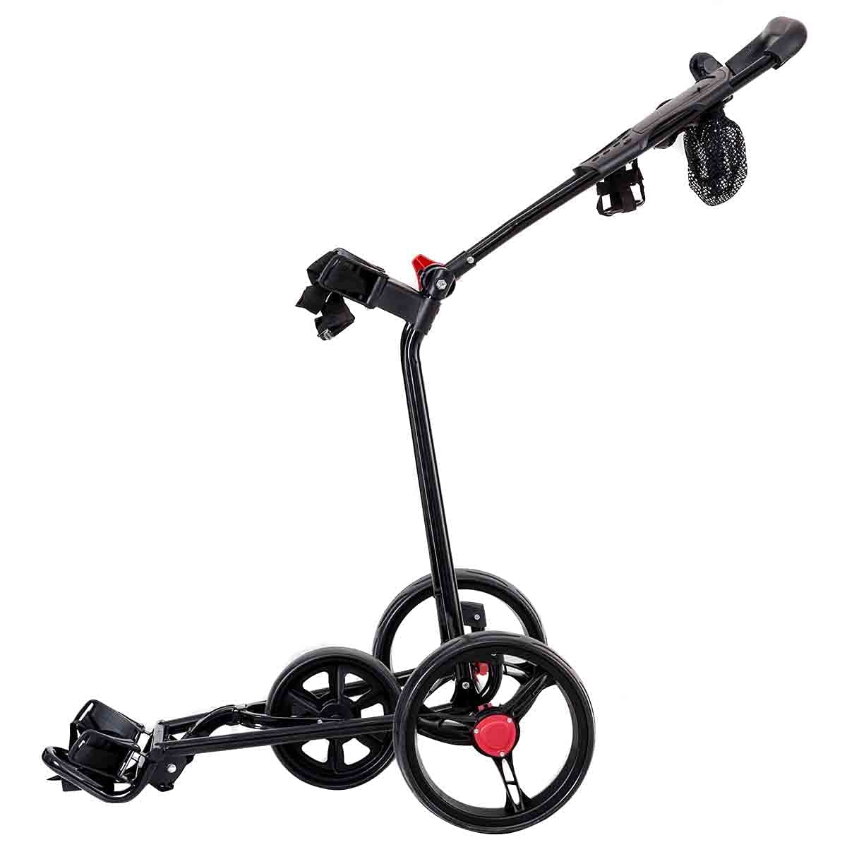RELAX4LIFE Carrello da Golf a 3 Ruote, Compatto con Telaio di Ferro Robusto,Golf Cart Leggero e Pieghevole con Borsa in Rette e Portaombrelli, Facile da Trasportare,134 x 60 x 116 cm