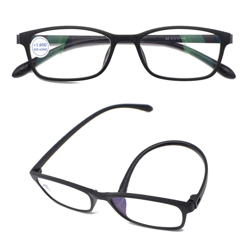 Mcoorn Gafas de Lectura Flexibles Ligeras (Pack 2), Anti Luz Azul para Mujer Hombre