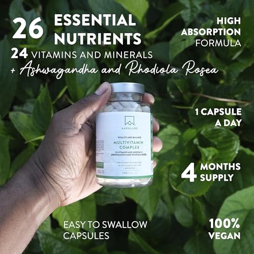 Multivitamin Complex with 24 Vitamins and Minerals + Ashwagandha and Rhodiola Rosea - Multivitamin Tablets for Women and Men - with Vitamin C & Vitamin D - Multivitamins and Minerals - 120 Capsules - Image 3