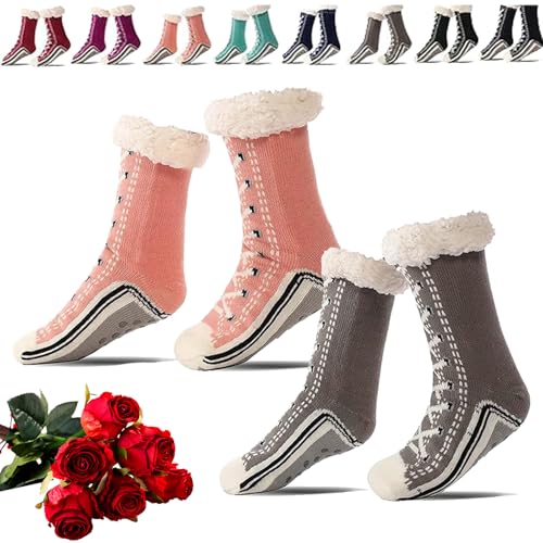 Toselfwith.6 Ultra-Thick Cashmere Slipper Home Socks, Slip Resistance Cashmere Slipper Socks for Women