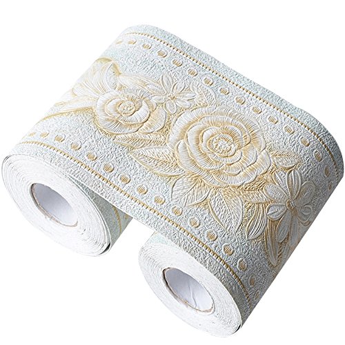 Creation Core 4.2X196.8 Waterproof Wallpaper Border 3D Pattern Wall Decor Removable Self Adhesive Kitchen Bathroom Tiles Sticker, Rose Green #TOP6