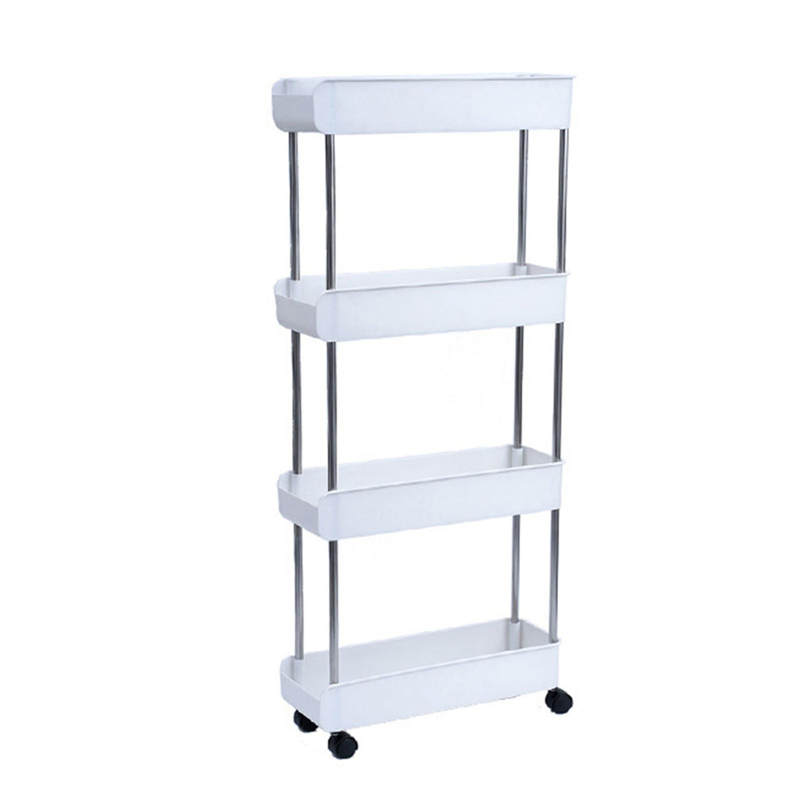 NEWFT Functional Shelf Wheeled Trolley Space Saving Mobile Utility Cart Storage Holder for Kitchen Storage Multipurpose Rolling Cart for Kitchen Bedroom