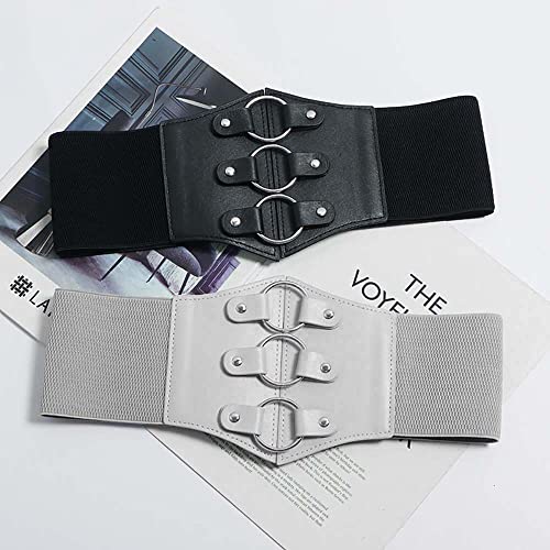 Women's Classic Elastic Ultra-Wide Corset Waist Belt Stretch Back-Snap Comfort for Dress3