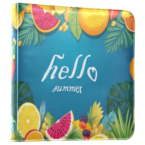 JIPONI Fruit Hello Summer Large Photo Album, DIY Leather Cover Scrapbook Albums for 4x6 5x7 6x8 Pictures, Self Adhesive Memory Book for Wedding, Baby, Family