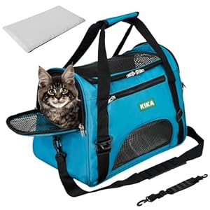 KIKA Pets AIRLINE Carrier for Cat Dog Rabbit Birds, Portable Folding Breathable Pet Carrier Airline Approved, Suitable for Small Dogs, Shihtzu, Puppies, Kittens and Medium-Sized Cats (Sea Green Color)