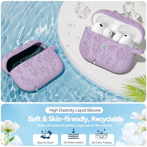 Image of for Airpods Pro 3 Case, Flower Engraved Cases for Apple AirPods Pro 3rd Generation 2025, Soft Silicone Cover for Men Women Girly with Cleaning Kit & Keychain, Anti-Scratch, Shockproof