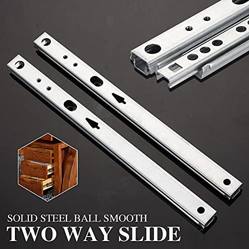 Glissière tiroir bille acier 2 plis rail coulissant meuble armoire 17mm DIY 374mm